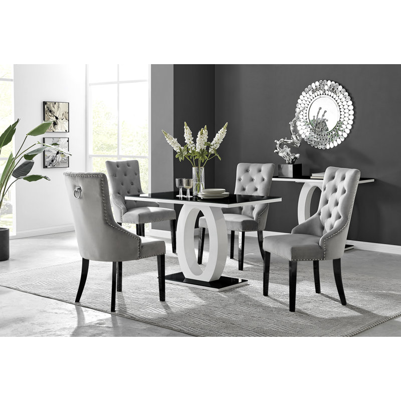4 - Person Dining Set, Black, Grey