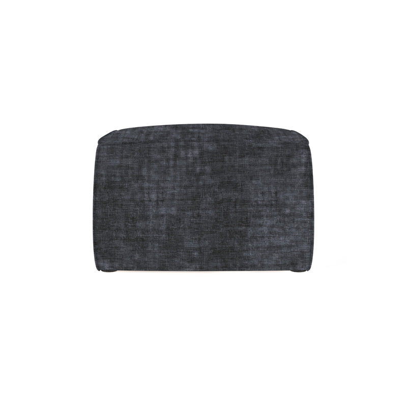 Varick Cube Ottoman, Plush Velvet Blue Print, Ebony