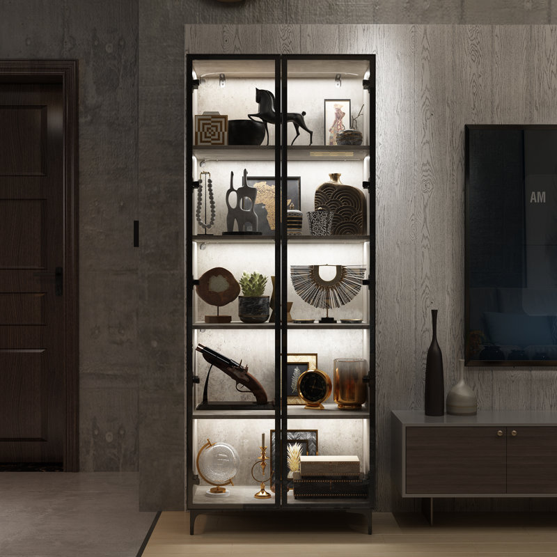 5-Tier Glass Door Display Case With Changeable LED Lights