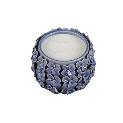 6.88in 3D Ceramic Floral Candle - Ocean Air 27 oz