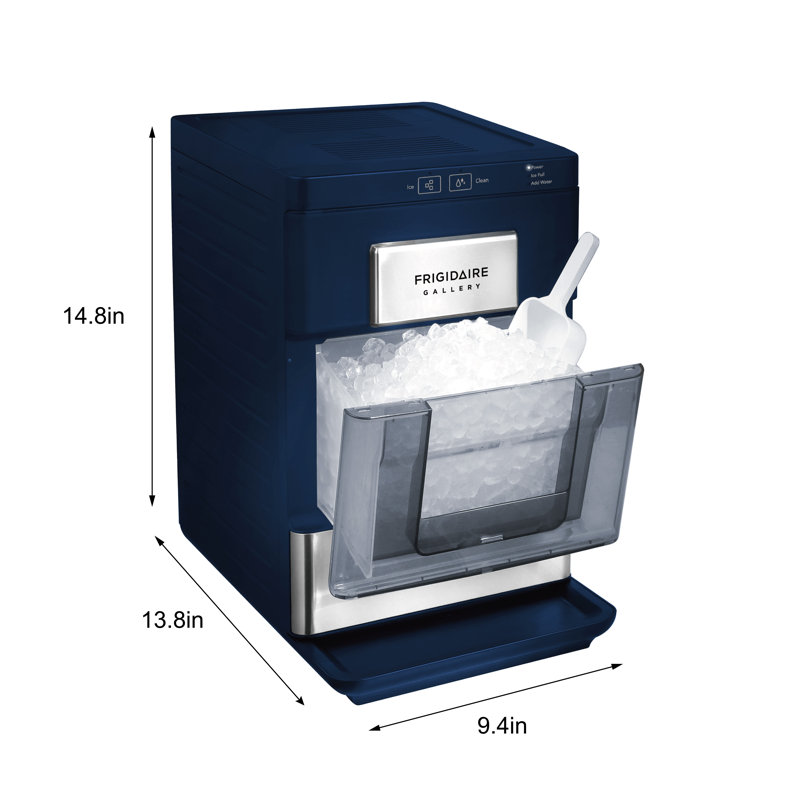 Frigidaire Gallery 33 lb Machine à glaçons de comptoir, accents en acier inoxydable, glace en forme de pépite, Marine