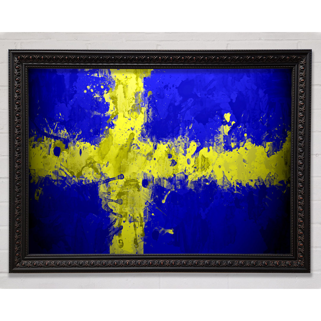 Schweden Grunge Flagge - Einzelner Bilderrahmen Kunstdrucke