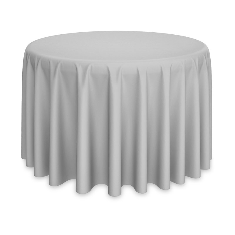 Solid Color Round Tablecloth, Silver, 120" L x 120" W , 5