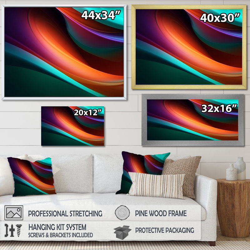 Impression sur toile encadrée, "Orange et orange", Cadre simple noir, H 34 po x l 44 po x P 1,5 po