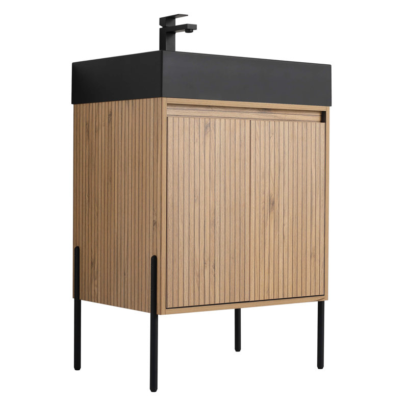Meuble-lavabo 24 po Ebord Designs Yordana, Noir, noir, noir, noir, Chêne
