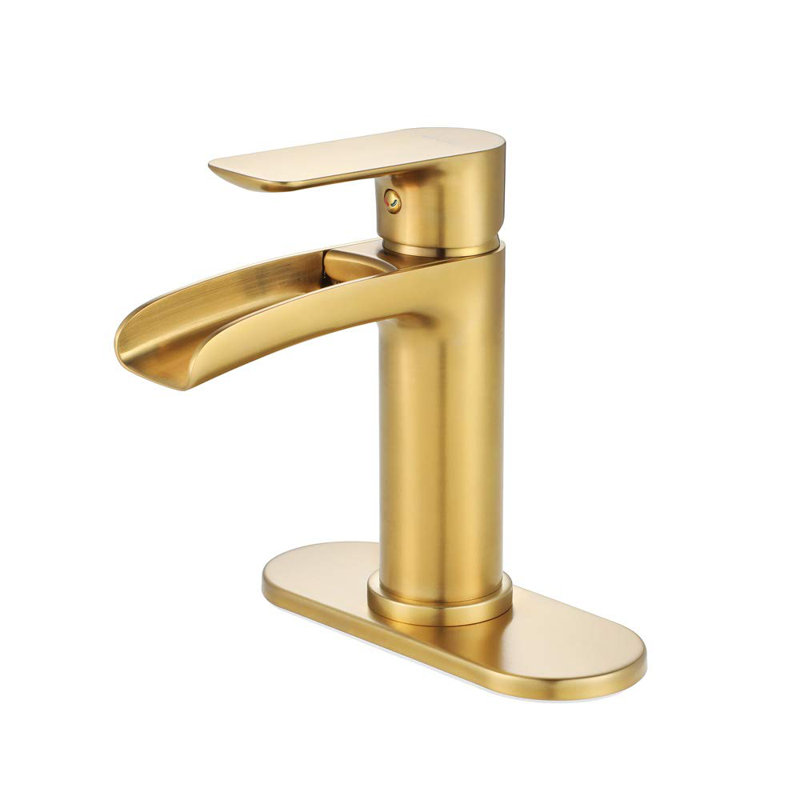 Matherne Single-handle Bathroom Faucet with Drain Assembly, Brushed Gold