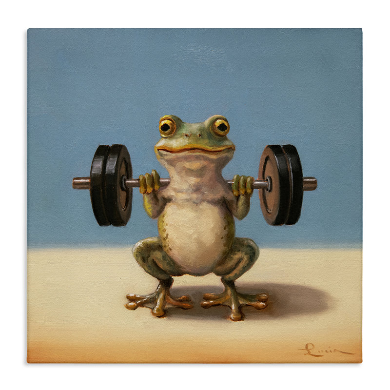 Toile haltérophile de formation de grenouille, conception par Lucia Heffernan, H 24 po x l 24 po