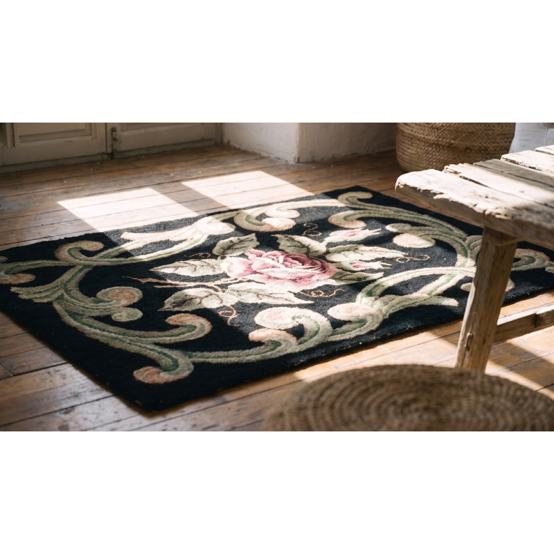 Antique American Hooked Rug American Black 1920s