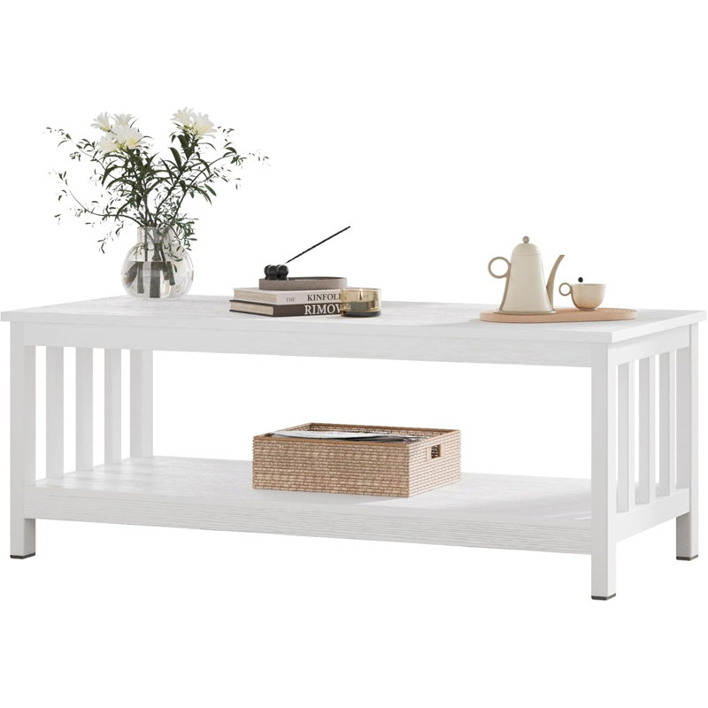 Briaroaks Coffee Table, 18.1" H x 39.9" L x 22.04" W, Pure White, White