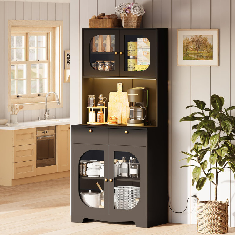 Styliani 71cm Kitchen Pantry, Black