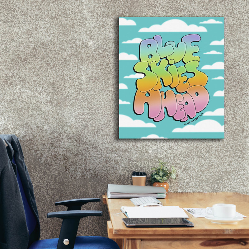 «Blue Skies Ahead» par Club Daydream, art épique Graffiti, 26 po x 30 po, H 30 po x l 26 po