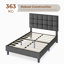Size Modern Upholstered Bed Frame with Adjustable Square Tufted Headboard-99170190-93363909