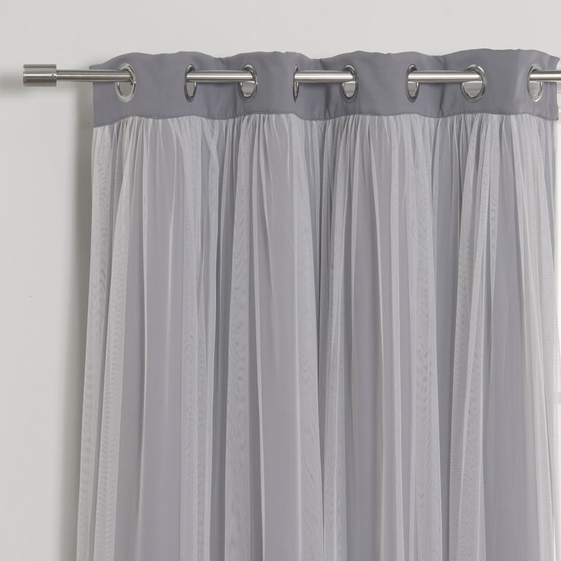 Rideau occultant en polyester Fortuna, Gris
