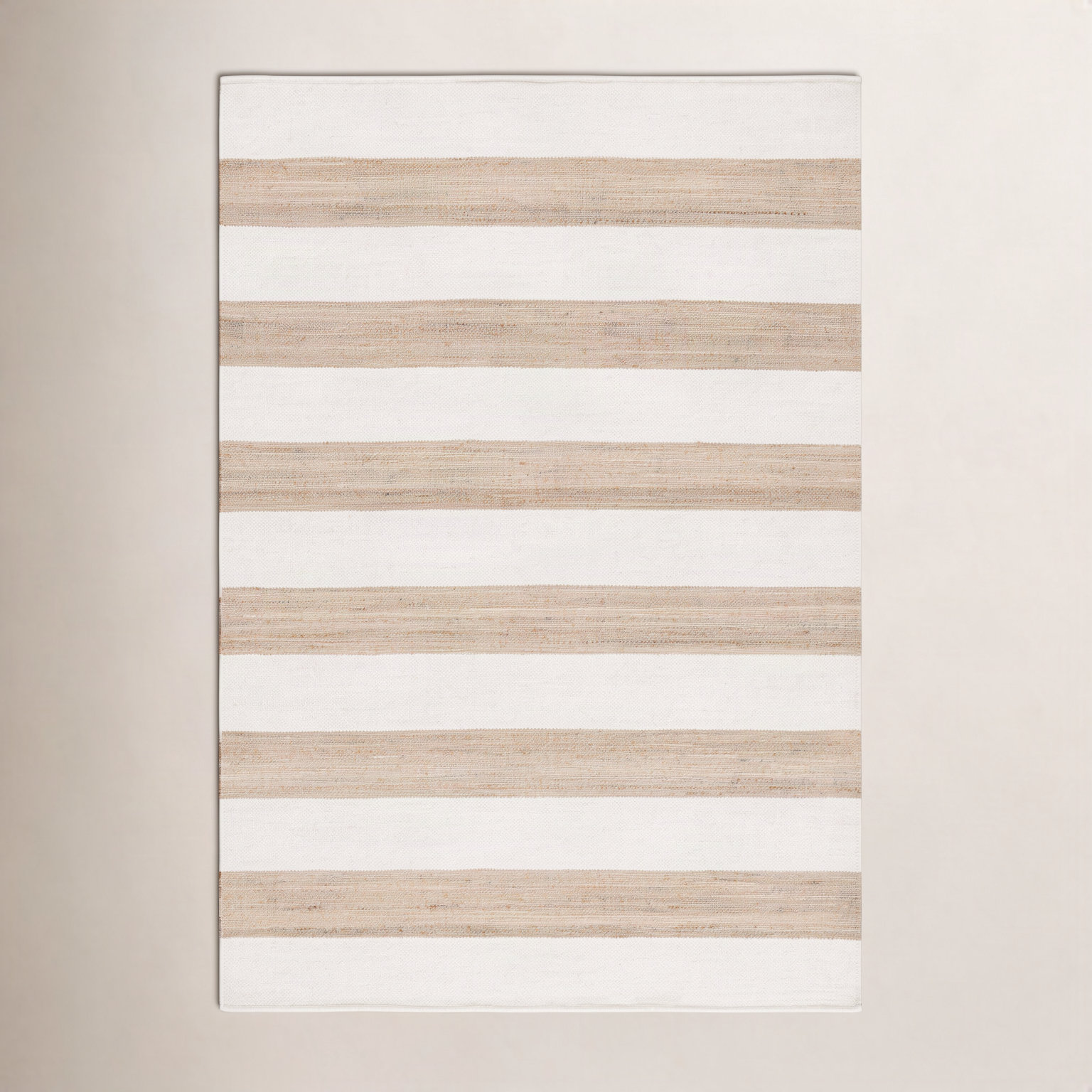 Hand-Woven Striped Jute Wool Rug, Rectangle 4' x 6'
