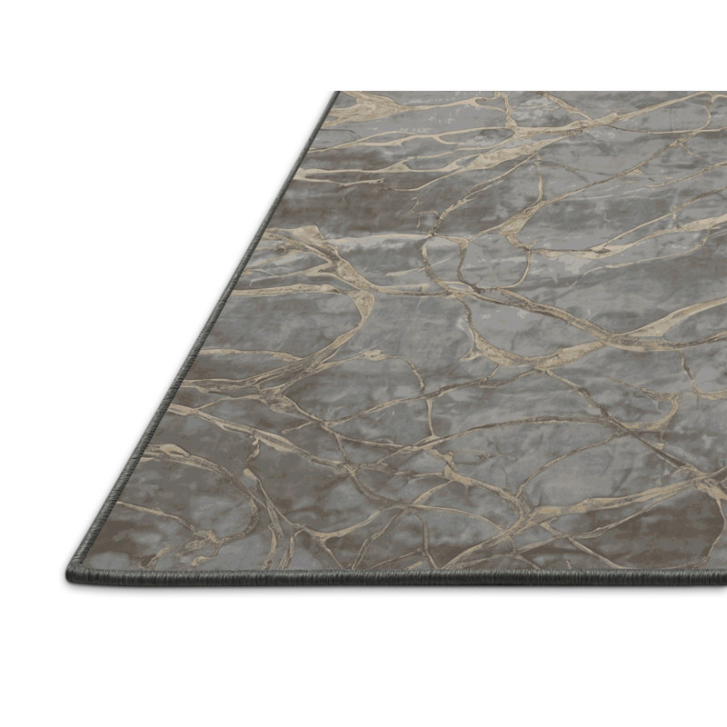 Tapis gris soyeux et moelleux, Carré 5 pi