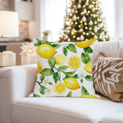 Food and Kitchen Lemon Pattern Lemons IX Modern Throw Pillow Cover