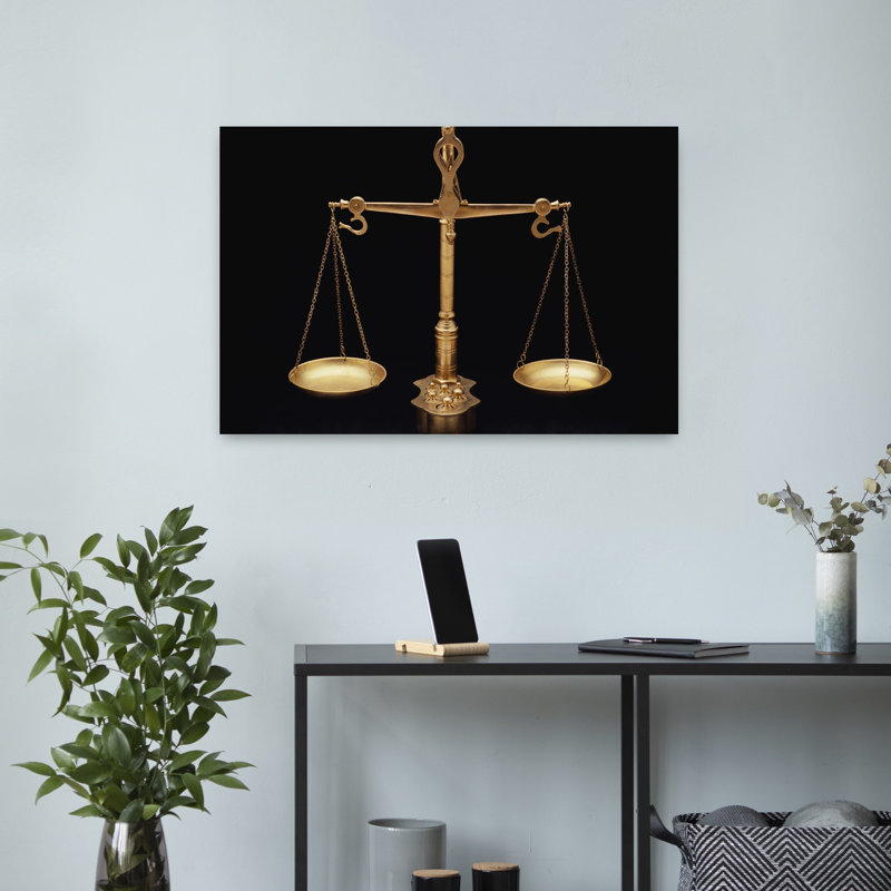 Balances de la justice, art abstrait contemporain, H 16 po x l 24 po