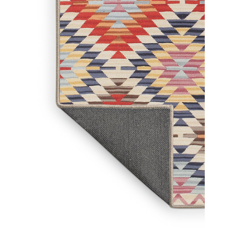 Tapis de zone rouge/bleu contemporaine, Rectangle 8 pi x 12 pi