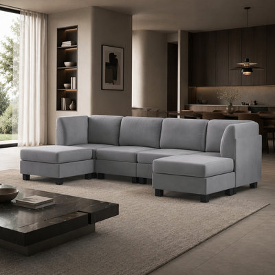 Durable Polyester Modular Sectional With Tool-Free Assembly