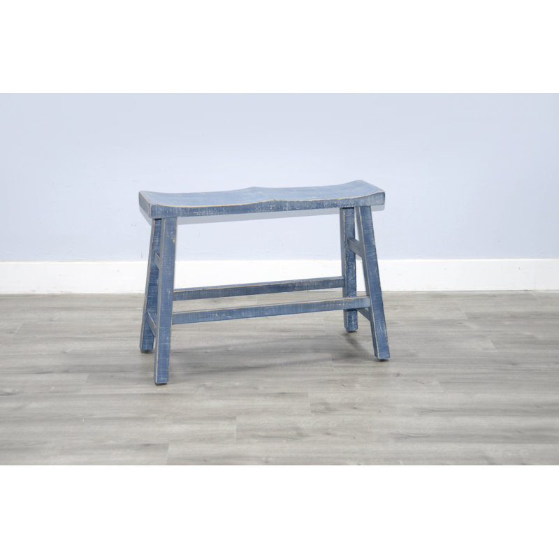 Ashat Solid Wood Bench, 24" H x 33" W x 14.5" D, Ocean Blue
