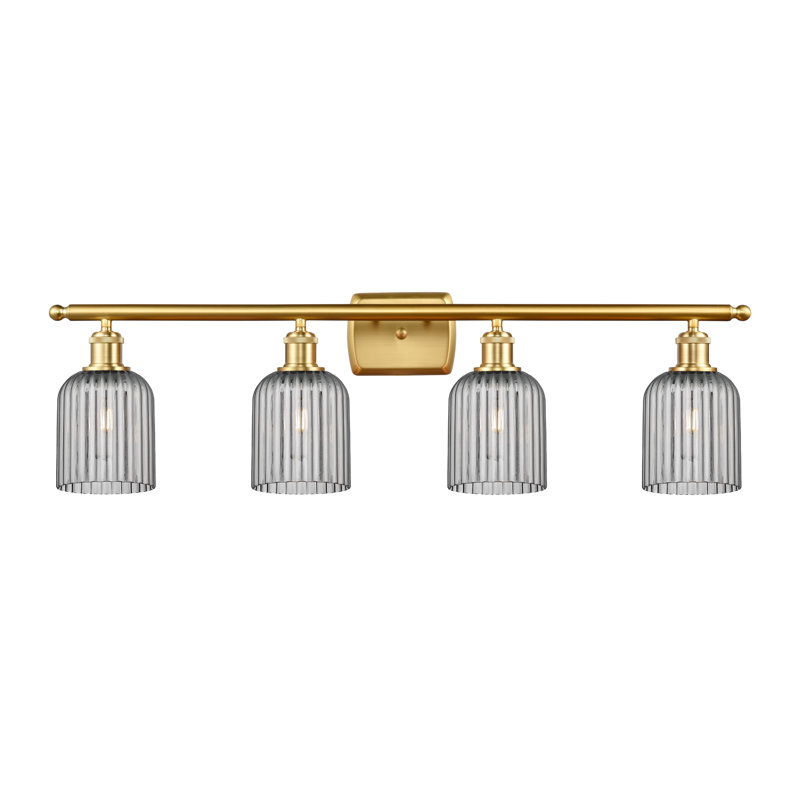 Éclairage pour meuble-lavabo à 4 lumières à intensité variable Fiennes Veil, Or satiné, Gris fumée