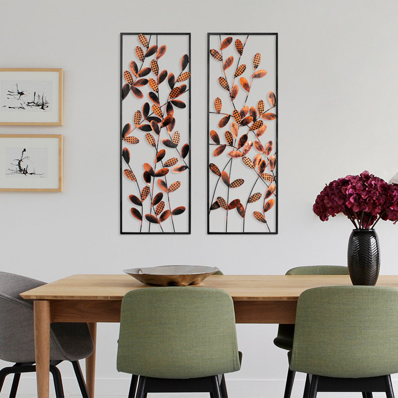 Handmade Decorative Metal Wall Accessory (2 Pieces), 12.6 x 35.4 inches | 100% Metal with 0.06 in Thickness | Unique Hand-Painted Design, Perfect for Home Décor, Adds Elegance & Style to Any Room
