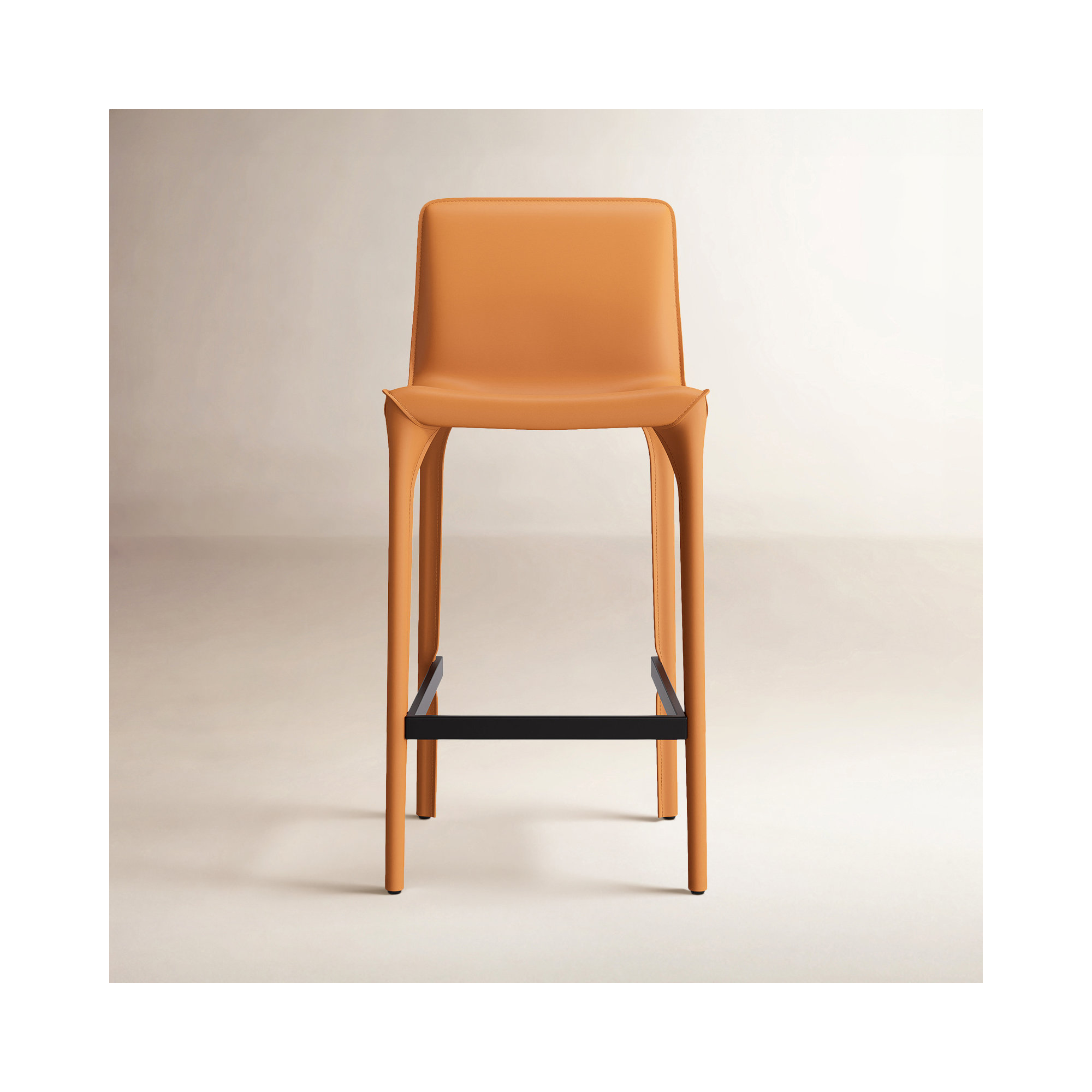 Vannes Vegan Leather Barstool, 1, Orange