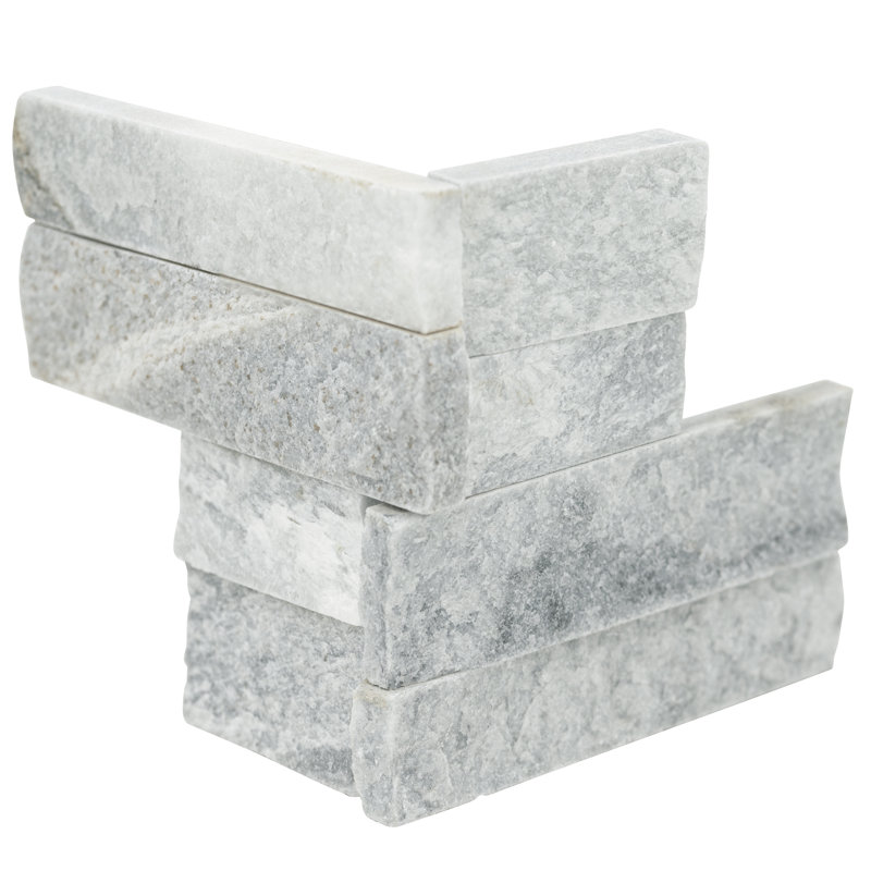 Stonecrest 4.5 in. x 9 in. Split Face Natural Stone Ledger Corner Wall Tile, Glacier Gris