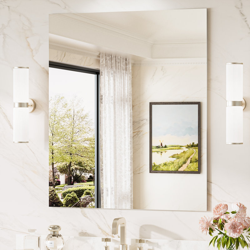 Frameless Bathroom Wall Mirror Decorative Accent Mirror, 1, 91.4 cm x 76.2 cm