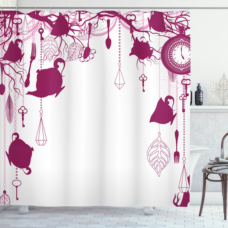 Shower Curtain with Hooks Included, 70" H x 69" W, Dark Magenta