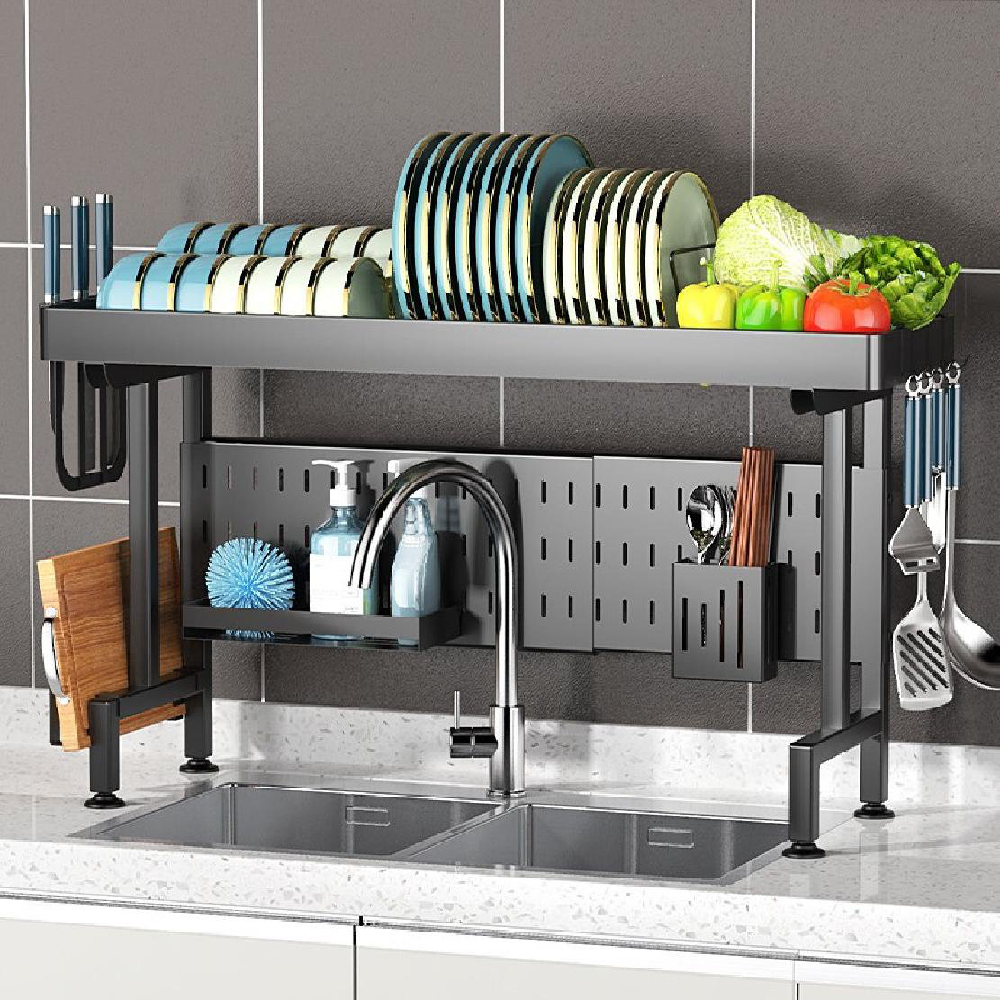 Multifunctional Kitchen Sink Drain Rack Retractable Stainless Steel