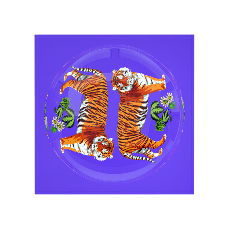 Bonbonnière en acrylique à motif tigre, 8"W x 8"D x 2"H, Festive