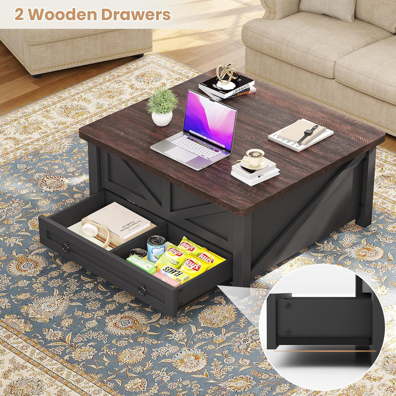 Gracie Oaks Lift Top Coffee Table With Storage Wooden Coffee Table With Drawer