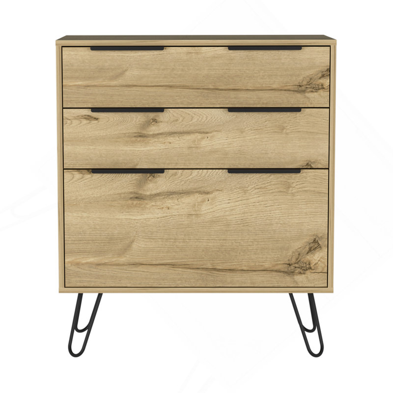 Commode 3 tiroirs Kirsage Chêne clair