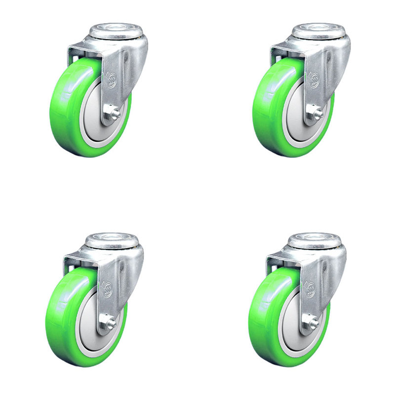Ensemble de roulettes pivotantes de 4 po en polyuréthane vert