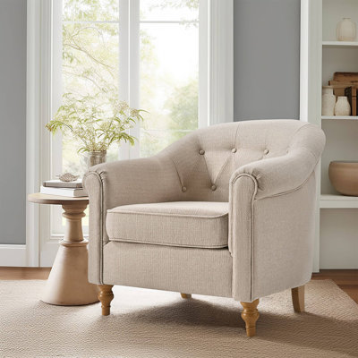 Fauteuil demi-tonneau capitonné avec accoudoirs arrondis de 35 po de largeur Bedford Fayette