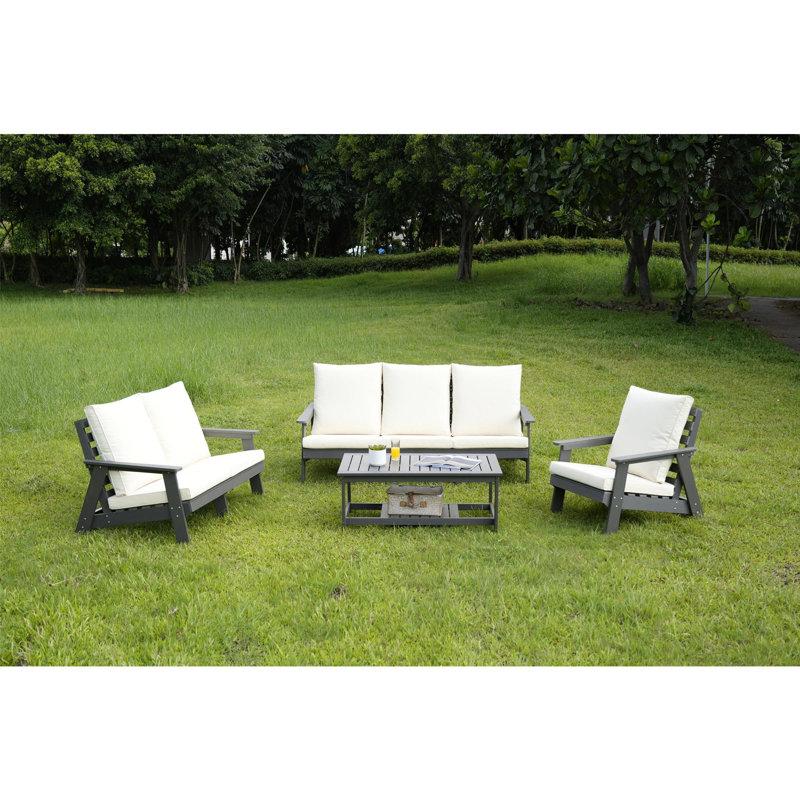 Canapé 3 places avec coussin, Blanc, Noir