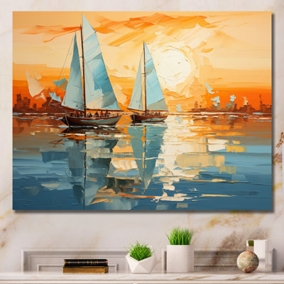 Voilier abstrait flottille II sur toile