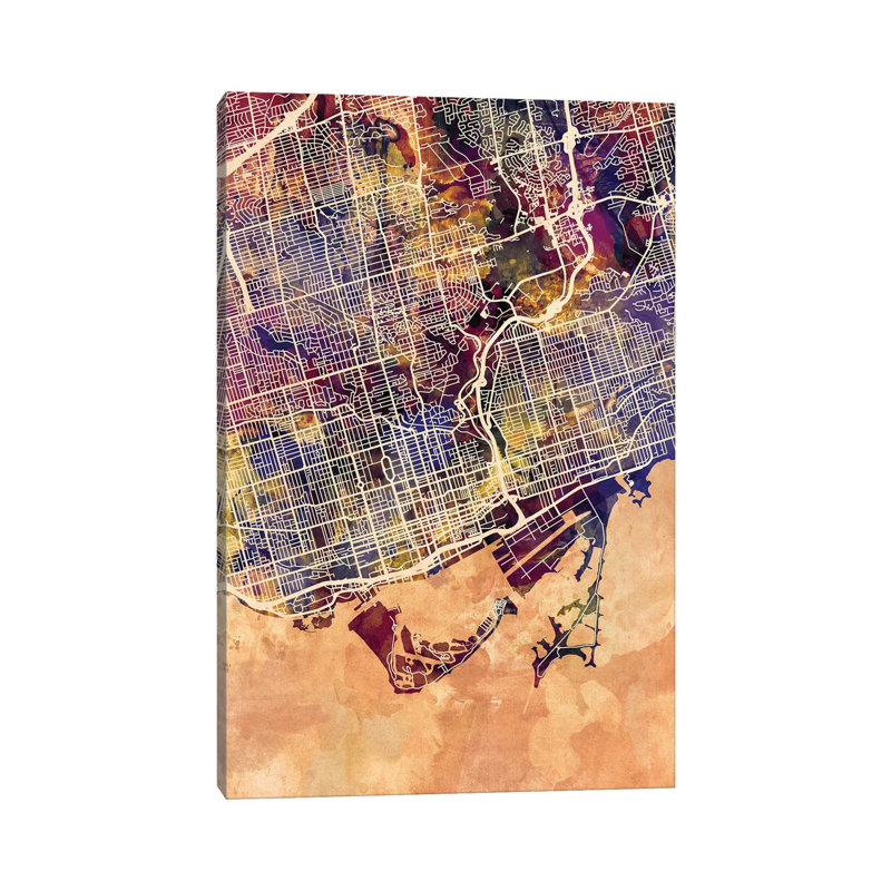 Toronto Street Map II by Michael Tompsett - Wrapped Canvas Gallery-Wrapped Canvas Giclée, 30.48 cm H x 45.72 cm W