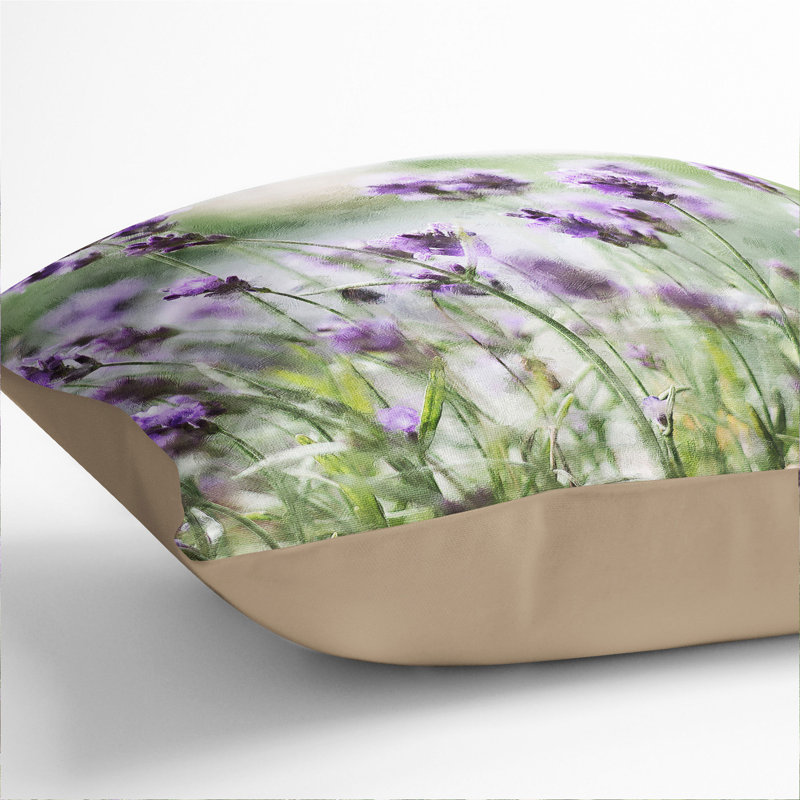 Lavender Vol.1 Painting Square Throw Cushion, 55cm H x 55cm W x 20cm D, Stone