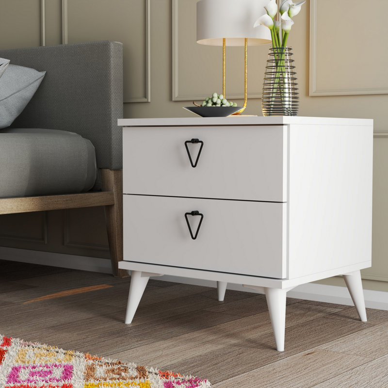 Wickenburg 52cm W Manufactured Wood Bedside Table, White