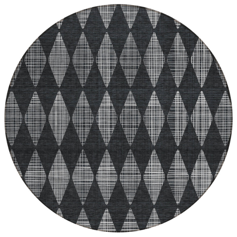 Tapis d'intérieur rond 8 po à motif géométrique lavable antidérapant