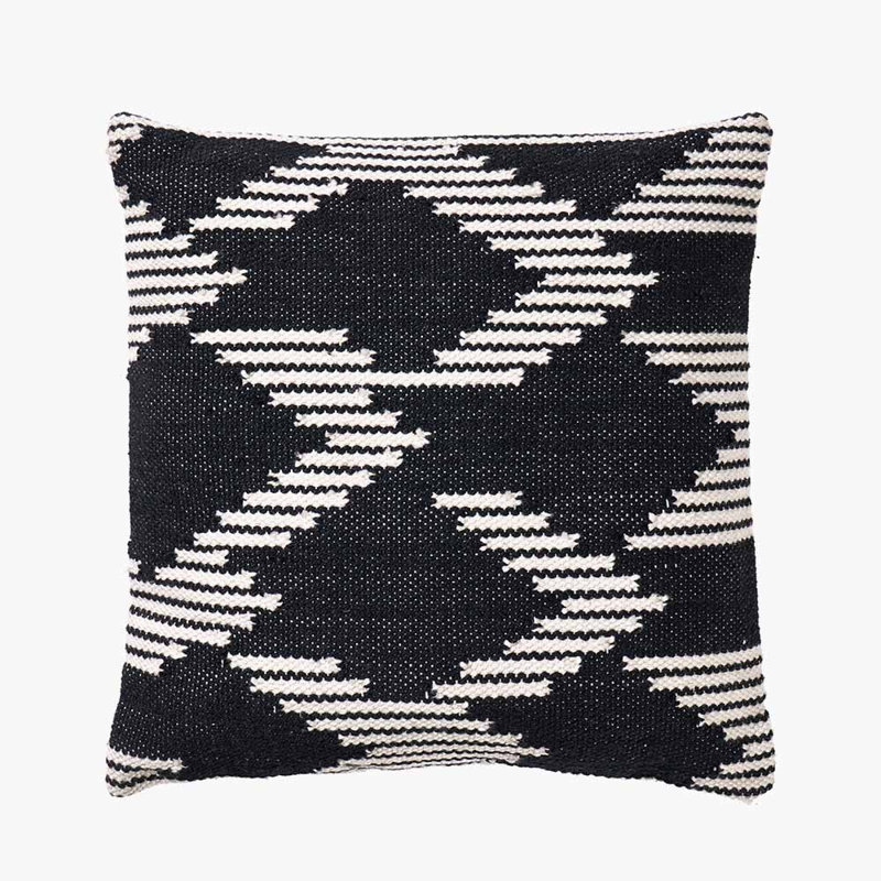 Indoor / Outdoor Chevron Square Throw Cushion, Black