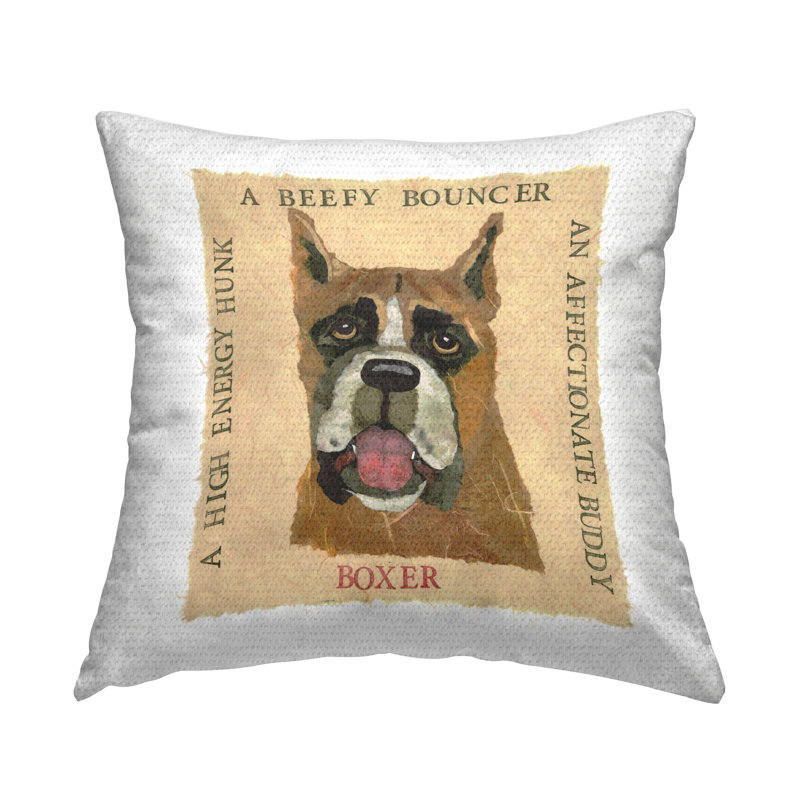 Design de coussin décoratif pour l'extérieur Fun Boxer Pet Express par Nancy Overton