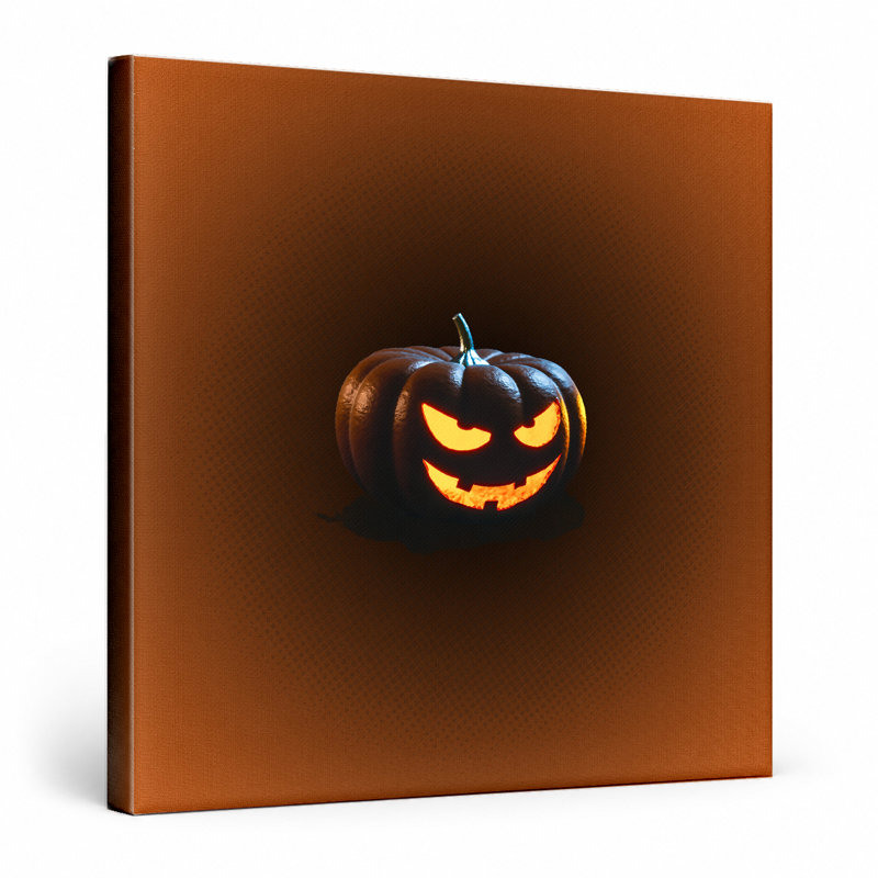 «Glowing Jack-o'-Lantern», art mural carré sur toile, L 16 po x H 16 po