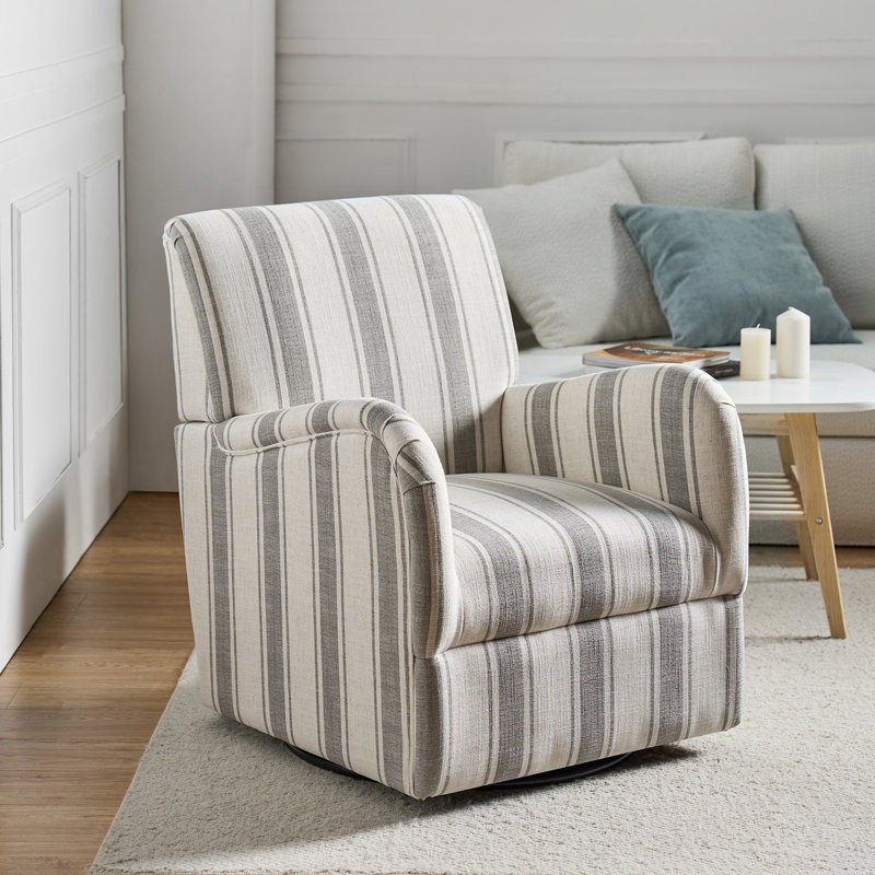 Arching 28'' Modern Farmhouse Wide Swivel Armchair, Gray