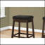 Tabouret de bar transitionnel, ensemble de 2, hauteur de comptoir, siège de selle, cuisine, aspect bois et cuir-1374945950-1374945951
