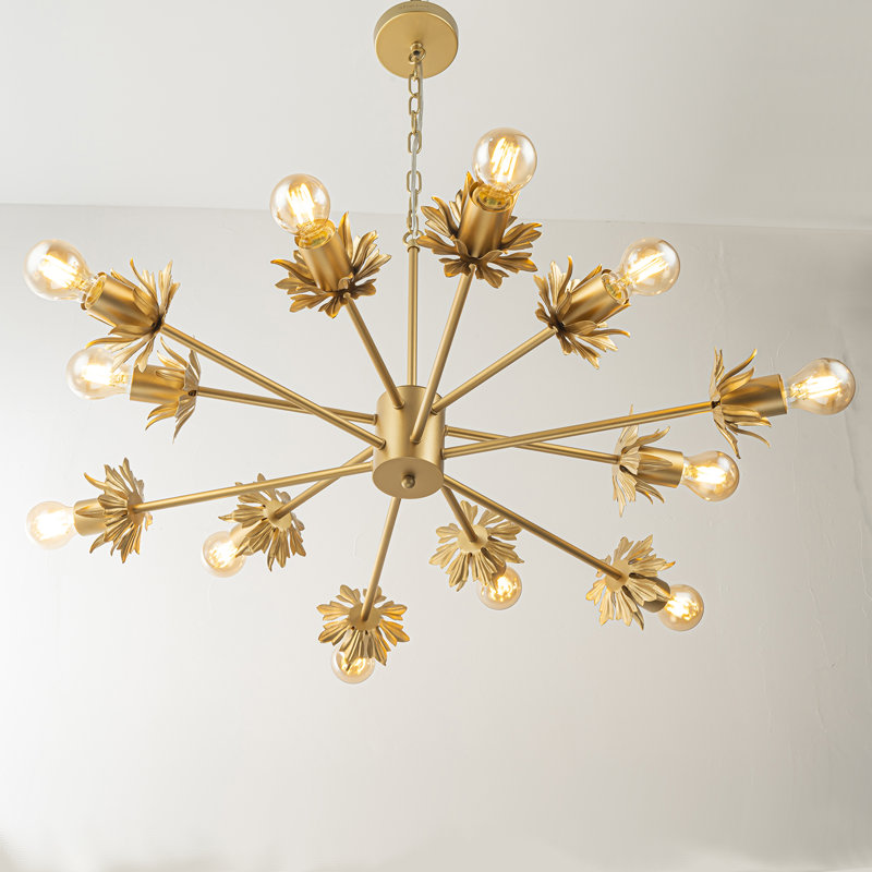 Ophelia 12-Light Modern Linear Sputnik Chandelier, Gold