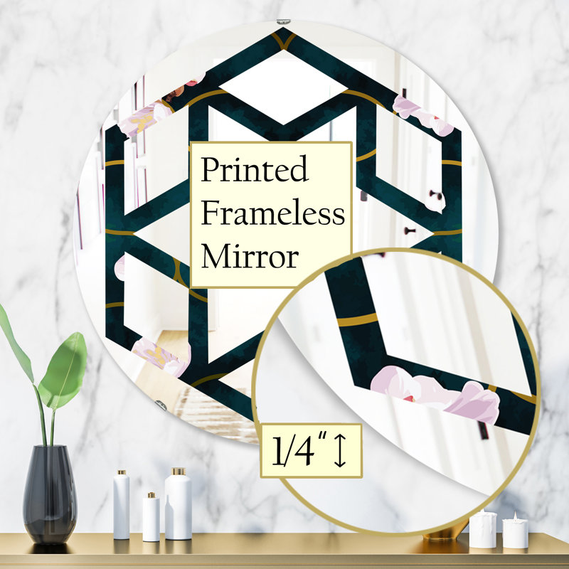 Miroir mural éclectique sans cadre Flower II, H 31,5 po x l po