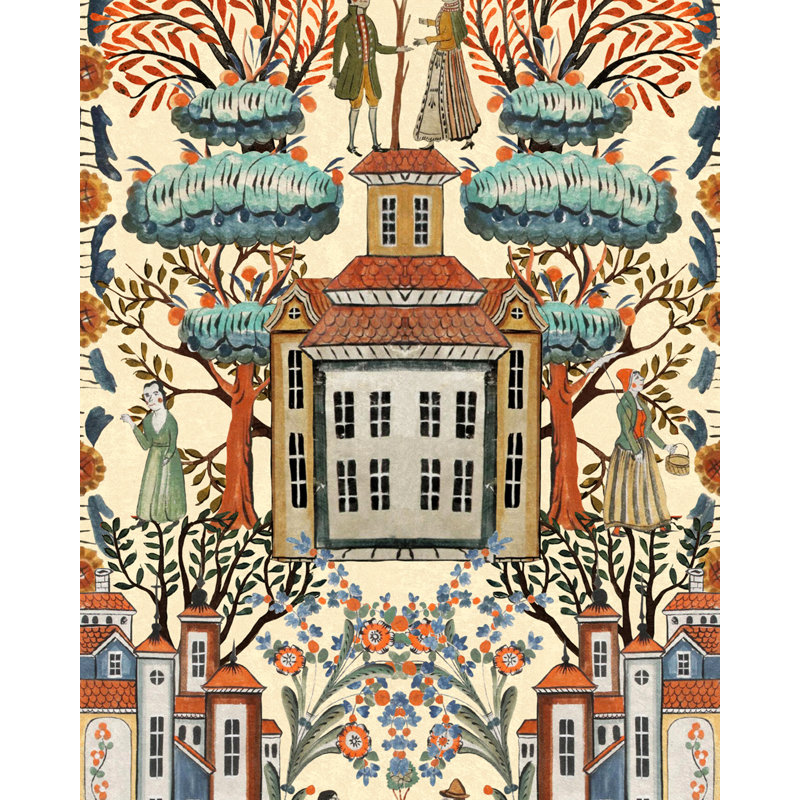 Tyrol Apres-Ski Home Wallpaper Roll, Blue/Red/Taupe/Turquoise